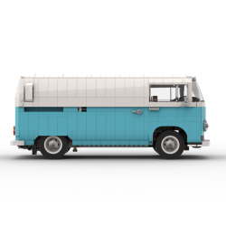 Lego MOC Volkswagen T2 Kastenwagen Barista - Medium Azure / White