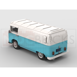 Lego MOC Volkswagen T2 Kastenwagen Barista - Medium Azure / White