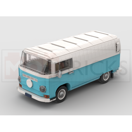 Lego MOC Volkswagen T2 Kastenwagen Barista - Medium Azure / White